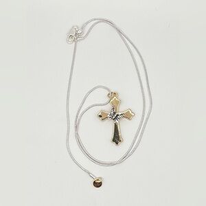 Elegant Gold and Silver Cross Pendant Necklace